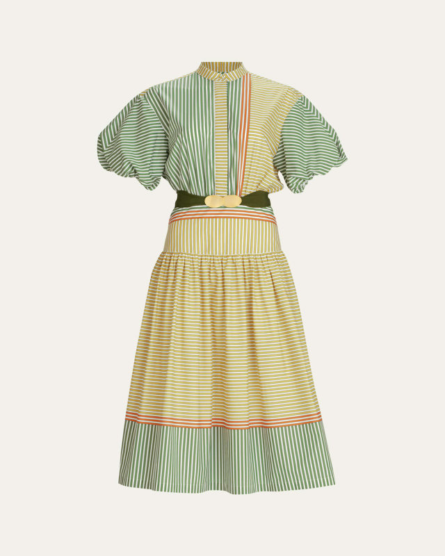 Jil Stripe Cotton Midi Shirt Dress